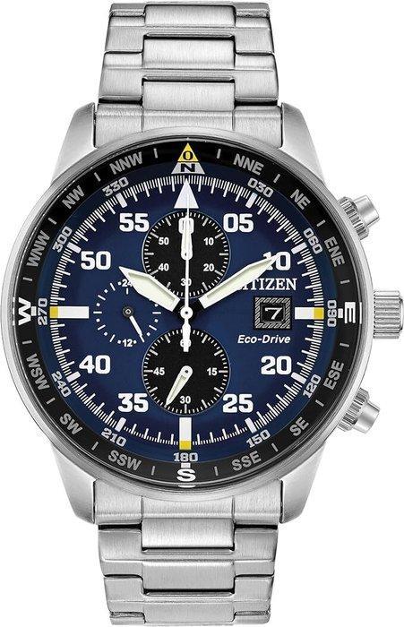 Citizen - Aviator Chrono - Eco Drive - 10 BAR - Zonder, Sieraden, Tassen en Uiterlijk, Horloges | Heren