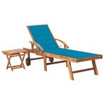 vidaXL Ligbed met tafel en kussen massief teakhout, Verzenden, Nieuw