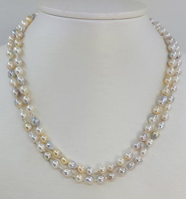 Halsketting Zilver, 5,5x6mm multi gouden en zilveren Akoya, Sieraden, Tassen en Uiterlijk, Kettingen