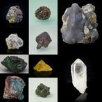 10 Minerale specimens - Amethist Chalcedoon Langiet Kwarts, Verzamelen, Mineralen en Fossielen