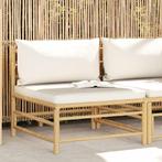 vidaXL Tuinmiddenbank met crèmewitte kussens bamboe, Tuin en Terras, Tuinsets en Loungesets, Verzenden, Nieuw, Hout