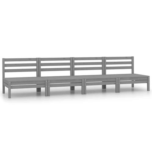 vidaXL Tuinmiddenbanken 4 st massief grenenhout grijs, Tuin en Terras, Tuinsets en Loungesets, Nieuw, Verzenden