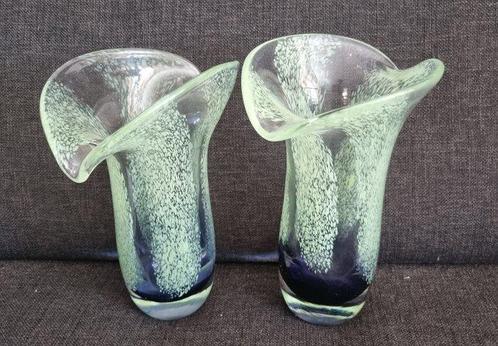 Teleflora - Vaas - Glas - Twee vintage handgeblazen zware, Antiek en Kunst, Kunst | Designobjecten