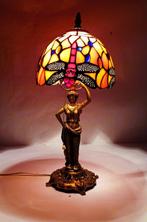 Cariatide bronce. 1950´s - Tafellamp - Tiffany libel -