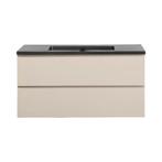 Badkamermeubel Summer 100cm mat beige met zwarte wastafel, Verzenden, Nieuw