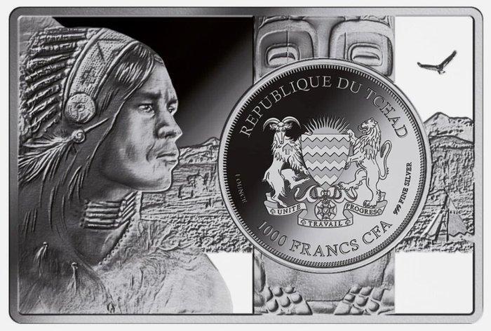 Tsjaad. 1000 Francs ND Buffalo, 1 Oz (.999) (Zonder, Postzegels en Munten, Munten | Europa | Niet-Euromunten