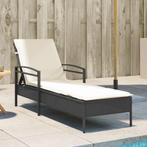 vidaXL Ligbed met kussen 63x200x81 cm poly rattan zwart, Verzenden, Nieuw