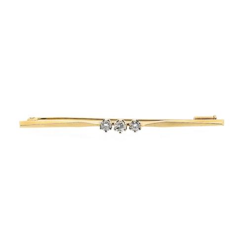 Gouden broche met diamant | 0,26 ct. (kanonsluiting), Sieraden, Tassen en Uiterlijk, Broches, Overige kleuren, Gebruikt, Met edelsteen