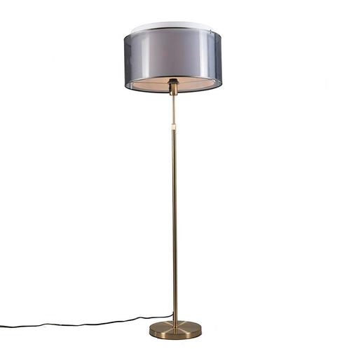 Vloerlamp goud/messing met zwart/witte kap 47 cm - Parte, Huis en Inrichting, Lampen | Vloerlampen, Nieuw, Overige materialen