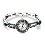 Silver Wristwatch Jade and Marcacite - Dames - 1990-1999