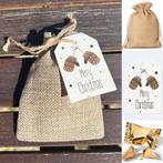 Jute giftbag met gelukspoppetje Rendier en fortune cookie, Diversen, Verzenden, Nieuw