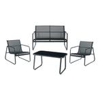 Tuinset 4-delig Anzi loungeset zwart casa.pro, Tuin en Terras, Tuinsets en Loungesets, Verzenden, Nieuw