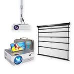 LCD Mini Beamer met 221cm breed projectiescherm en beugel, Nieuw, Full HD (1080), LED, Ophalen of Verzenden