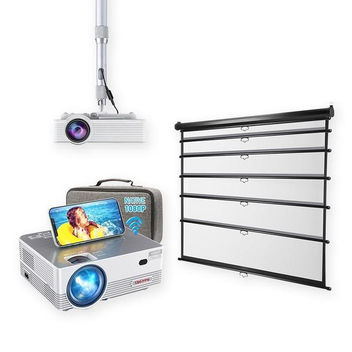 LCD Mini Beamer met 221cm breed projectiescherm en beugel, Audio, Tv en Foto, Beamers, Full HD (1080), Nieuw, LED, Ophalen of Verzenden