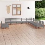 vidaXL 11-delige Loungeset massief grenenhout grijs, Tuin en Terras, Verzenden, Nieuw, Loungeset