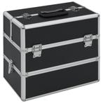 vidaXL Make-up koffer 37x24x35 cm aluminium zwart, Verzenden, Nieuw, Zwart