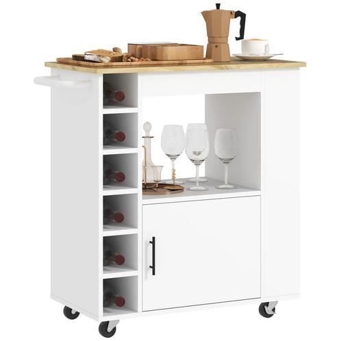 TRUUSK Keukenwagen Serveerwagen Met Werkblad, Planken, Wijnr, Huis en Inrichting, Keuken | Keukenbenodigdheden, Nieuw, Verzenden