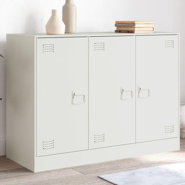 vidaXL Dressoir 99x39x73 cm staal wit, Huis en Inrichting, Kasten | Dressoirs, 25 tot 50 cm, Nieuw, 50 tot 100 cm, Metaal, Verzenden