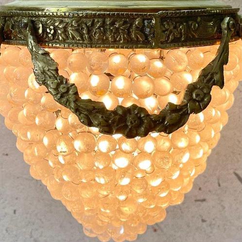 Plafondlamp - Glas, Metaal - Druiven Hanglamp, Antiek en Kunst, Curiosa en Brocante