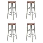 vidaXL Barkrukken 4 st MDF bruin en zilver, Huis en Inrichting, Barkrukken, Verzenden, Nieuw