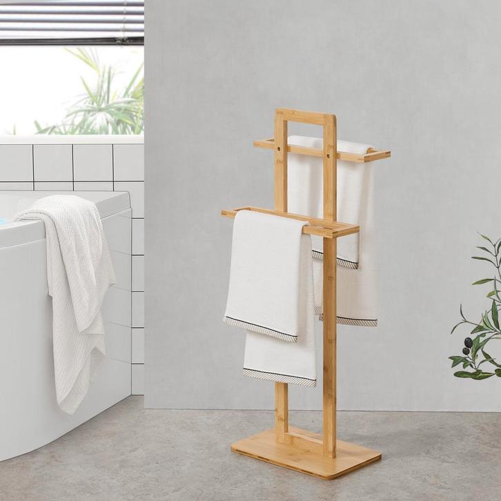 [en.casa] Handdoekrek Træna 85x33,5x20 cm bamboe, Huis en Inrichting, Badkamer | Badtextiel en Accessoires, Verzenden