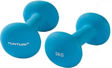 Tunturi Dumbbell set - 2 x 5,0 kg - Neopreen - Fluor Blauw - beschikbaar voor biedingen