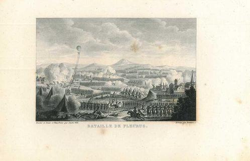 Historische prent van Fleurus, Antiek en Kunst, Kunst | Etsen en Gravures