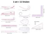 Coupeuselinialen, set=11 stuks, dun, transparant, flexibel, Boeken, Nvt, Nieuw, Borduren en Naaien, Geschikt voor kinderen