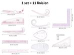 Coupeuselinialen, set=11 stuks, dun, transparant, flexibel, Nieuw, Borduren en Naaien, Nvt, Geschikt voor kinderen