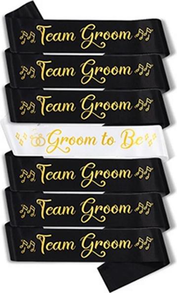 7-delige Sjerpen set Groom to Be en Team Groom beschikbaar voor biedingen