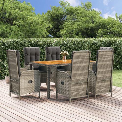 vidaXL 7-delige Tuinset met kussens poly rattan grijs, Tuin en Terras, Tuinsets en Loungesets, Tuinset, Nieuw, Rotan, Verzenden