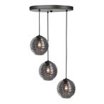 Hanglamp Smoke 3 voudig Glazen lampenkap bol 20cm Globe, Huis en Inrichting, Lampen | Hanglampen, Ophalen of Verzenden, Nieuw