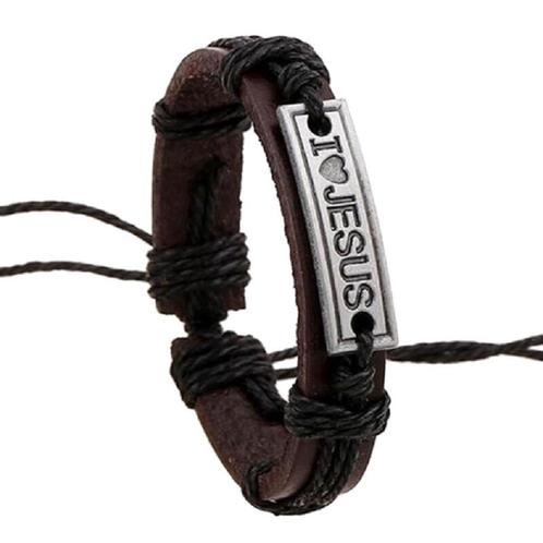 Fako Bijoux® - Armband - Leder - I Love Jesus Smal -, Sieraden, Tassen en Uiterlijk, Armbanden, Verzenden
