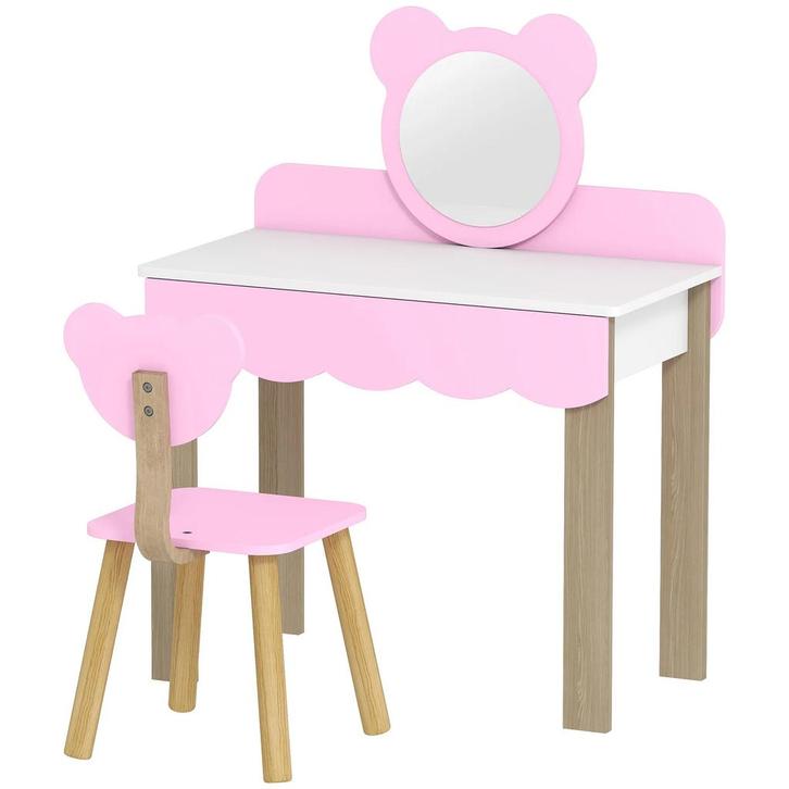 TRUUSK Kinder Kaptafel Set - Met Kruk - Make-up Spiegel - Be, Kinderen en Baby's, Kinderkleding | Kinder-zwemkleding, Nieuw, Verzenden