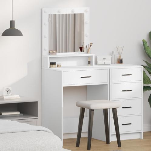 vidaXL Kaptafel met lade met plank Wit 50 x 41 x 135 cm, Huis en Inrichting, Tafels | Kaptafels, Nieuw, Verzenden