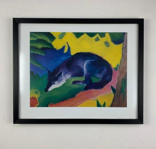 Franz Marc (after) - Blue-black fox 40x50cm in Antireflex, Antiek en Kunst, Kunst | Tekeningen en Foto's