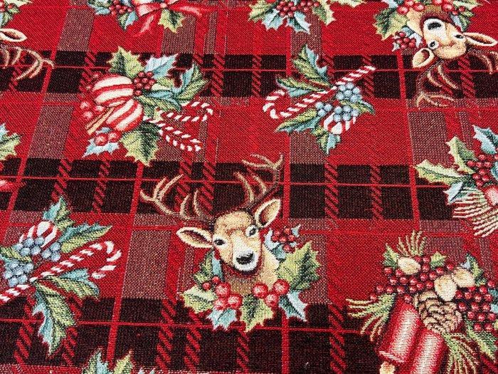 Kerstsfeer: Gobelin Lurex met Traditionele Motieven -, Antiek en Kunst, Antiek | Kleden en Textiel