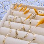 Bicolor gouden Figaro schakel ketting | 50,5 cm, Sieraden, Tassen en Uiterlijk, Kettingen, Ophalen of Verzenden, Gebruikt, Overige kleuren
