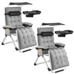 Ligstoel Cloud II met zonnekap, opvouwbaar - lichtgrijs, Set, Verzenden, Nieuw