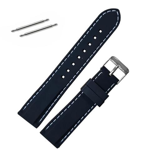 Fako® - Horlogebandje - Siliconen DLX - 20mm - Zwart/Wit, Sieraden, Tassen en Uiterlijk, Horloges | Heren, Verzenden