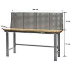 Werkbank grijs 200 cm met hardhouten blad en grijs, Doe-het-zelf en Verbouw, Werkbanken, Ophalen of Verzenden, Nieuw