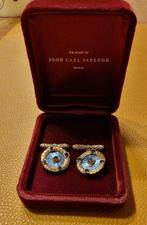 Other brand - Manchetknopen - 14 karaat Geel goud Saffier -