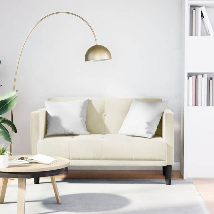 vidaXL Loveseat bank crème 111 cm fluweel, Huis en Inrichting, Banken | Bankstellen, Nieuw, Stof, Verzenden