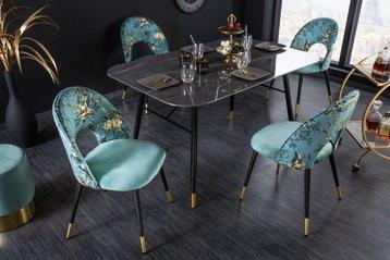 Design stoel PRET-A-PORTER turquoise fluweel bloemmotief en beschikbaar voor biedingen