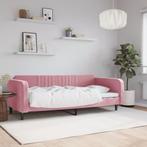 vidaXL Slaapbank 90x200 cm fluweel roze, Huis en Inrichting, 90 cm, Eenpersoons, Verzenden, Nieuw
