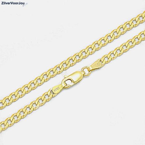 Gold plated 925 zilveren  gourmet ketting  3 mm, Sieraden, Tassen en Uiterlijk, Kettingen, Nieuw, Verzenden