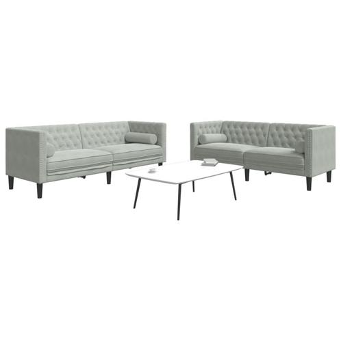 vidaXL 2-delige Loungeset Chesterfield met bolsters fluweel, Huis en Inrichting, Banken | Bankstellen, Nieuw, Stof, Vierpersoons of meer