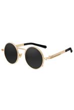 Ronde Zonnebril Hipster Goud Montuur Rond Zwarte Glazen Vint, Sieraden, Tassen en Uiterlijk, Zonnebrillen en Brillen | Heren, Ophalen of Verzenden