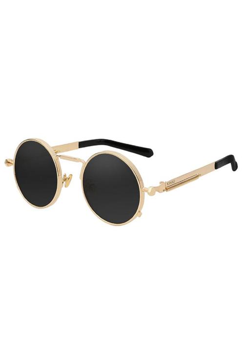 Ronde Zonnebril Hipster Goud Montuur Rond Zwarte Glazen Vint, Sieraden, Tassen en Uiterlijk, Zonnebrillen en Brillen | Heren, Zwart