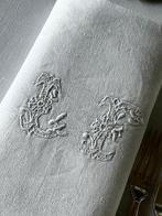 6 vroege 20e-eeuwse damast linnen servetten met initialen, Antiek en Kunst